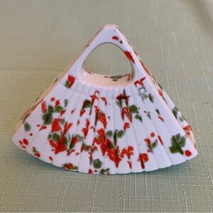 Porcelain Handbag Purse Shaped Splatterware Speckled Red White Decorative Holder
